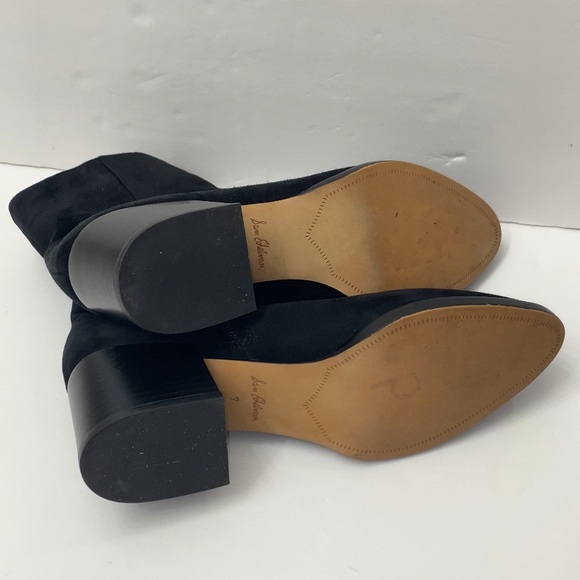 Sam Edelman Black Suede Zip Block Heel Bootie Size 7 - Picture 6 of 13